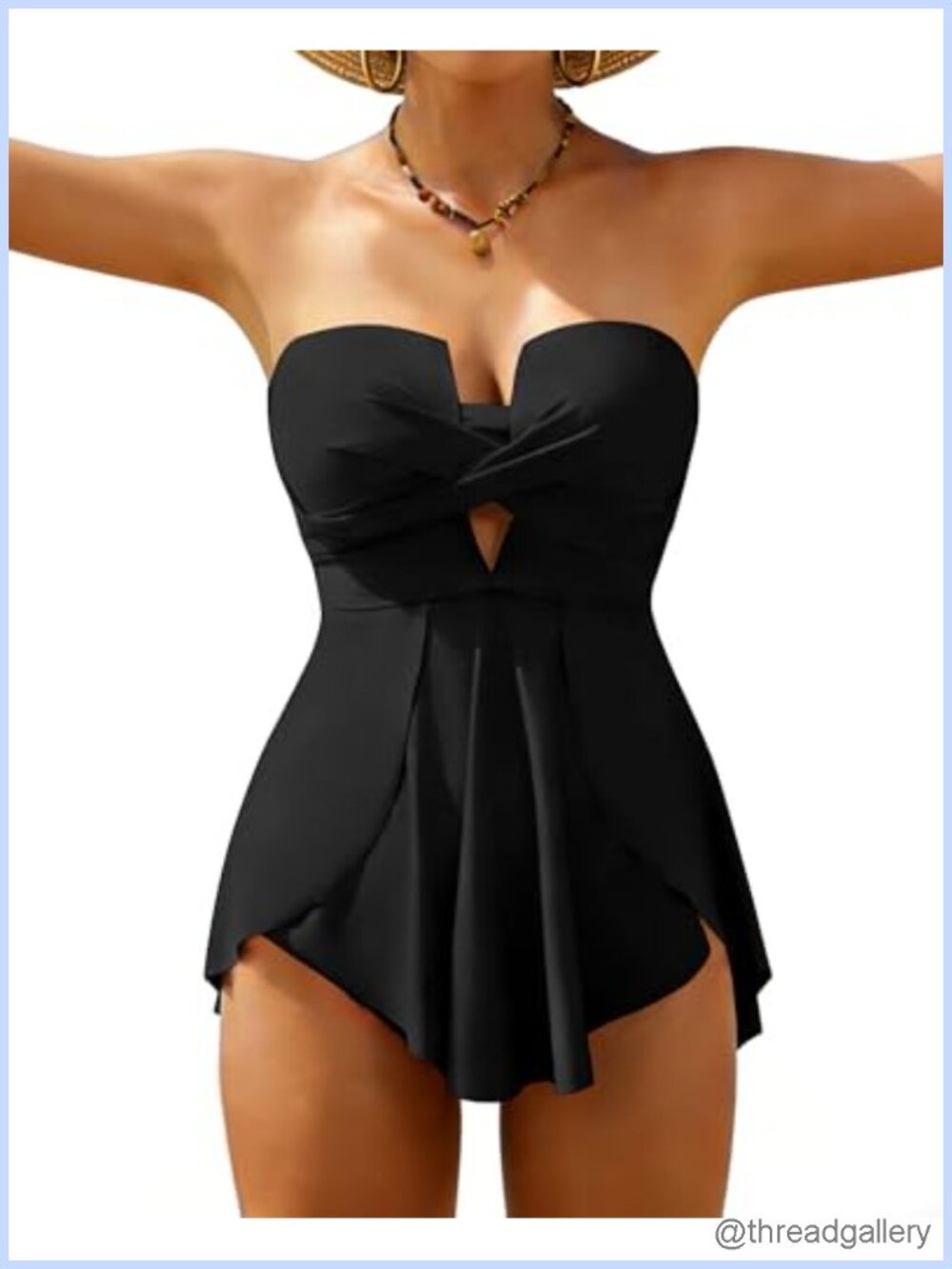 Strapless One Piece Swimsuit with Tummy Control